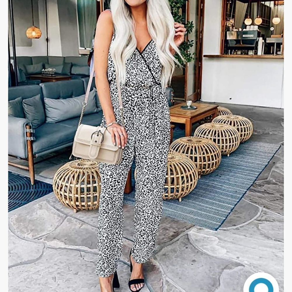 PRETTYGARDEN Women's Sexy Wrap V Neck  Spaghetti Strap Jumpsuit  NWOT Size S